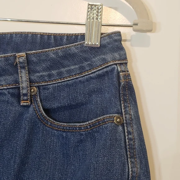 Loft Denim Blue Jean Mini Skirt Button Front 100% Cotton Pockets Size 4 - Picture 3 of 7